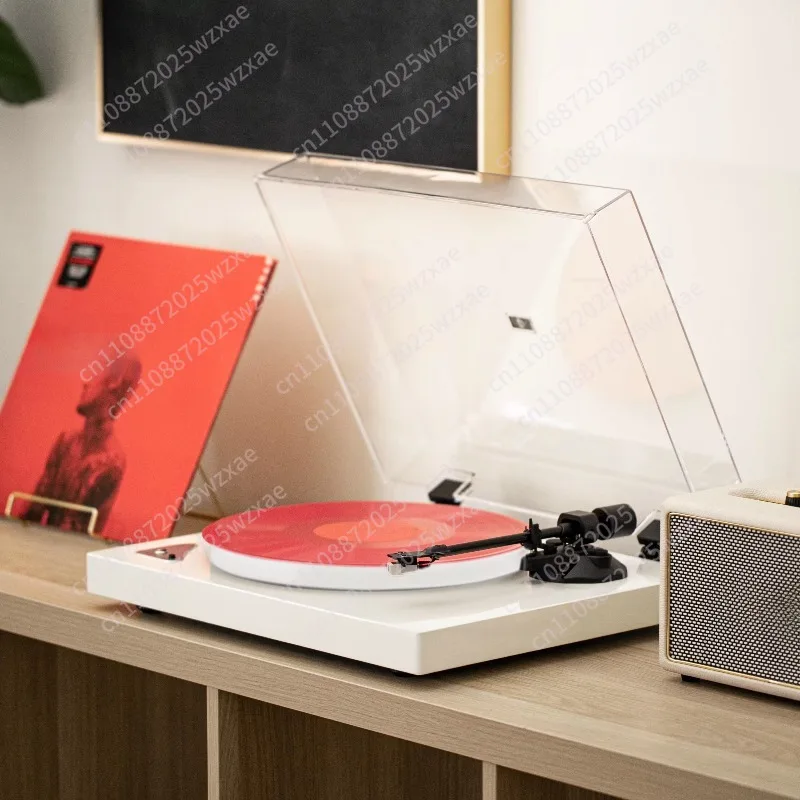 1 unit high fidelity, record player, acrylic turntable, bluetooth phonograph white glow, ideal for living room, audio studio