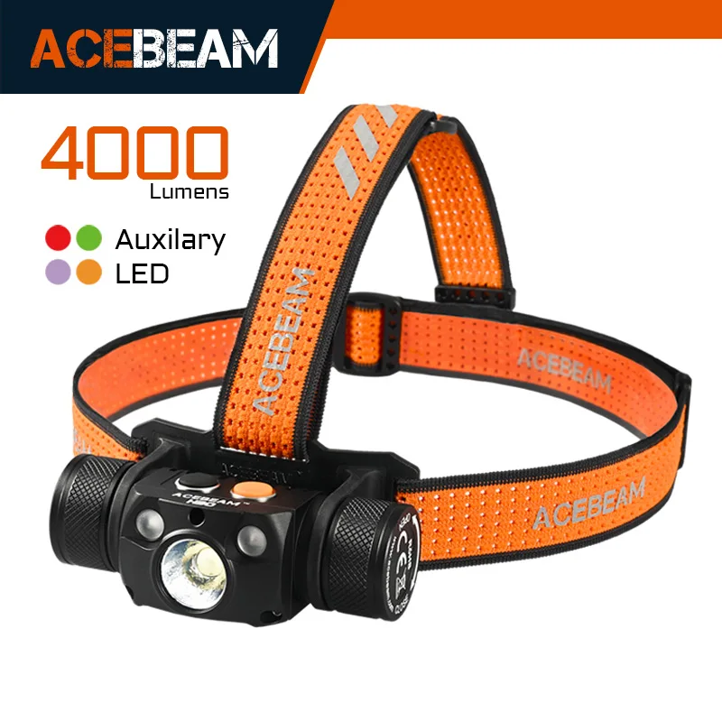 acebeam h30 farol ultra brilhante 4000 lumens usb c farol recarregavel disponivel em opcoes de led aux vermelho verde uv cri 01