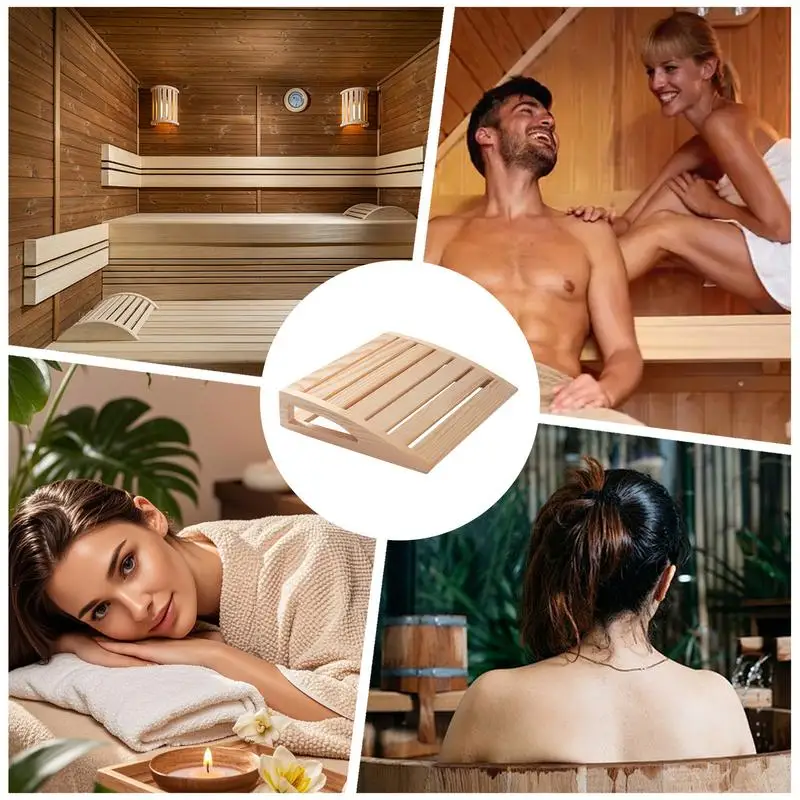 

Wood Sauna Headrest Pillow Handmade Sauna Resting Neck Pillow For Relaxing Steam Room Supplies Ergonomic Design Deep Relaxation