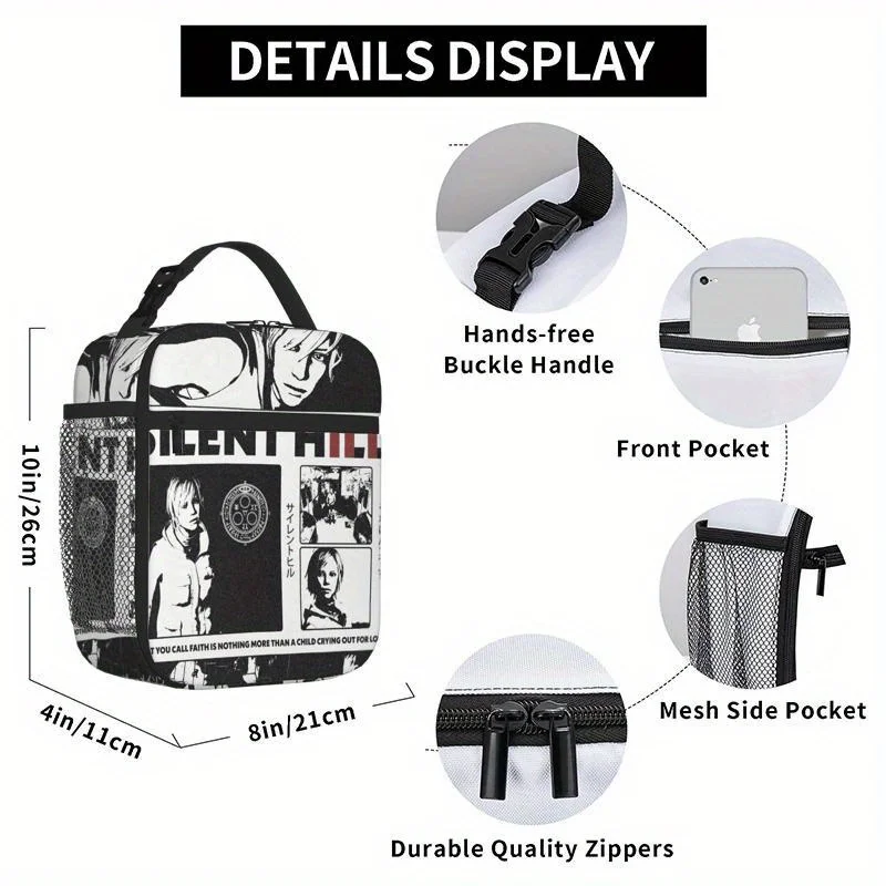 Bolsa térmica aislada con temática de videojuegos Silent Hill, mercancía coleccionable para el hogar y la oficina