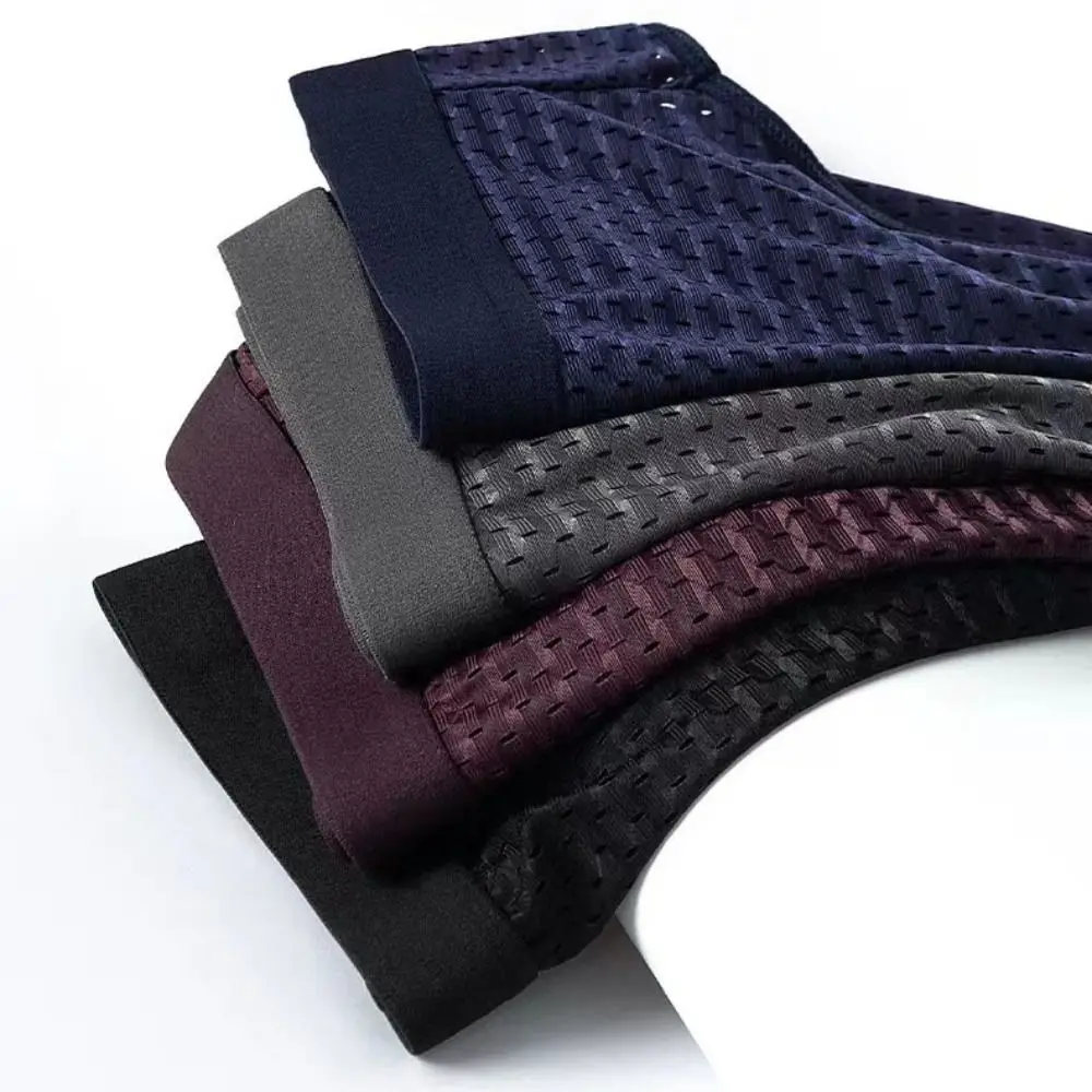 

4PCS Low Waist Men Mesh Panties Briefs Male Lingerie Male Thin Panties Oversize Elastic Ice Silk Triangle Underwear Gifts