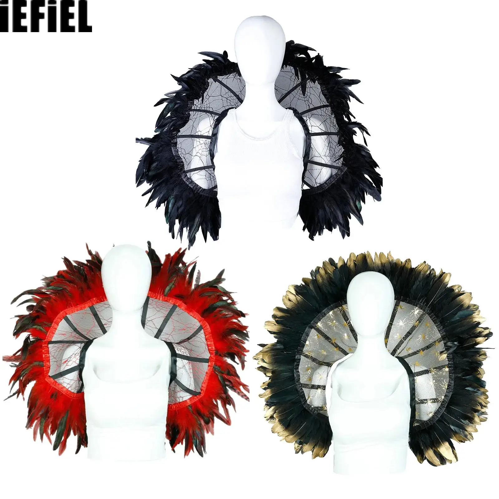 

Feather Lace Cape Shawl Cloak Shoulder for Halloween Carnival Masquerade Shawl Dress Up Costumes Accessories