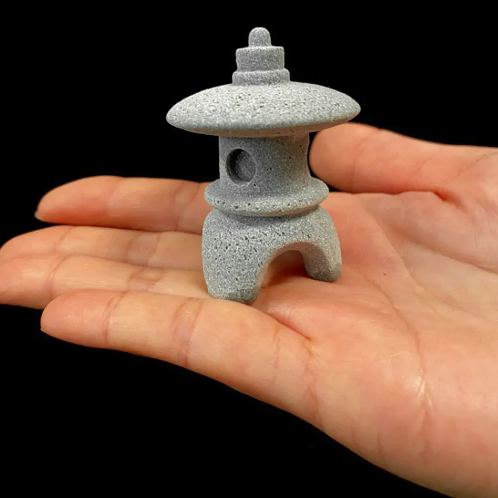

Decoration Stone Pavilion Ornaments Garden Lantern Statue Pagoda Grey Sandstone Miniature Figurines