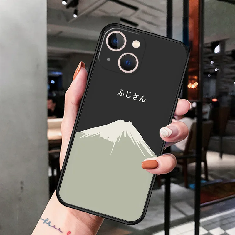 Silicone Black Phone Cases for iphone 16 Pro Max 7 8 14 15 Plus SE XR 11 12 13 Mini 15Pro Snow Mountain Volcano dune Soft Cover