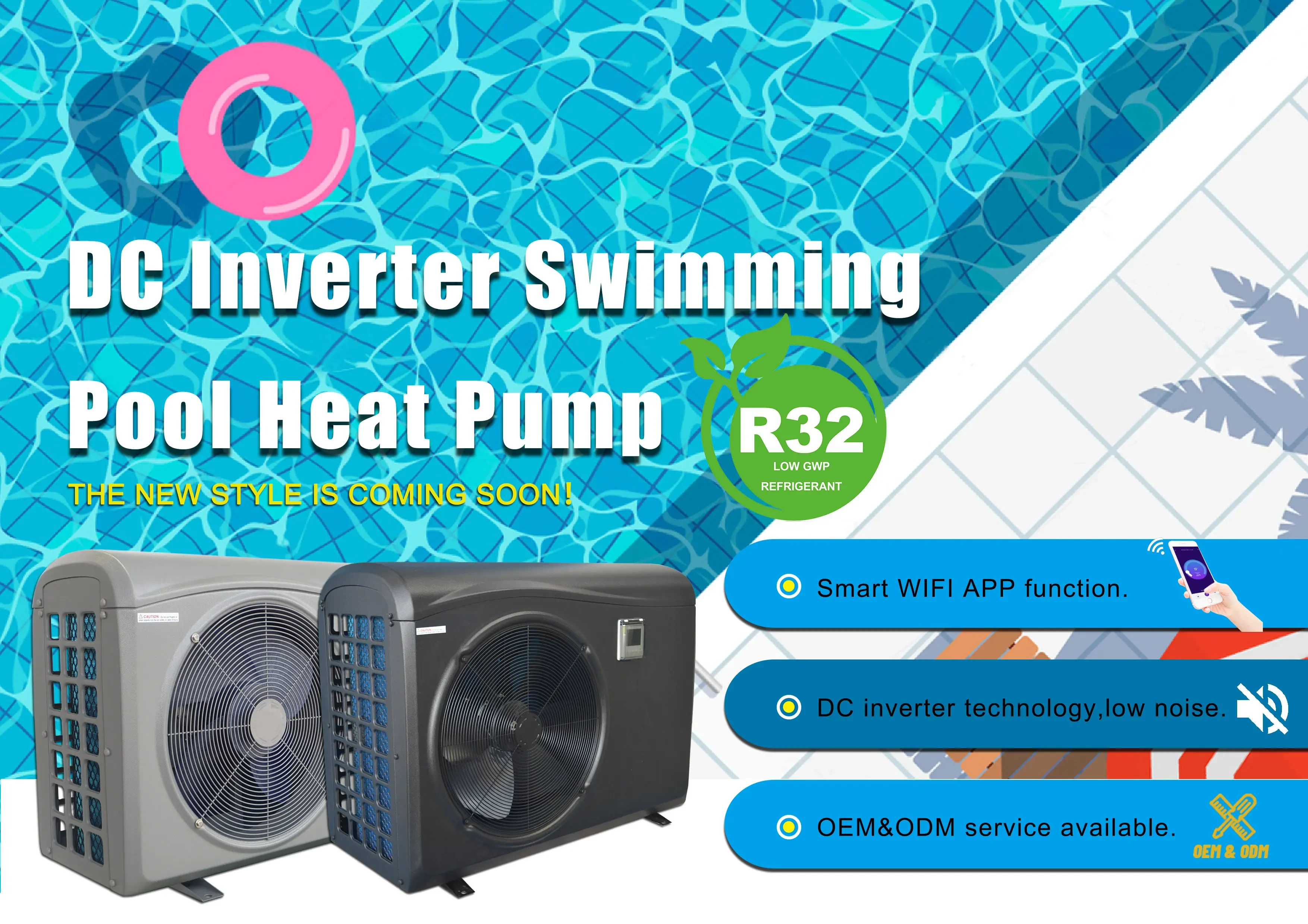 3.6-31Kw 50hz 60hz portable swimming pool heater heat pump 110v 220v heating pump heatpump pool for swimming pool