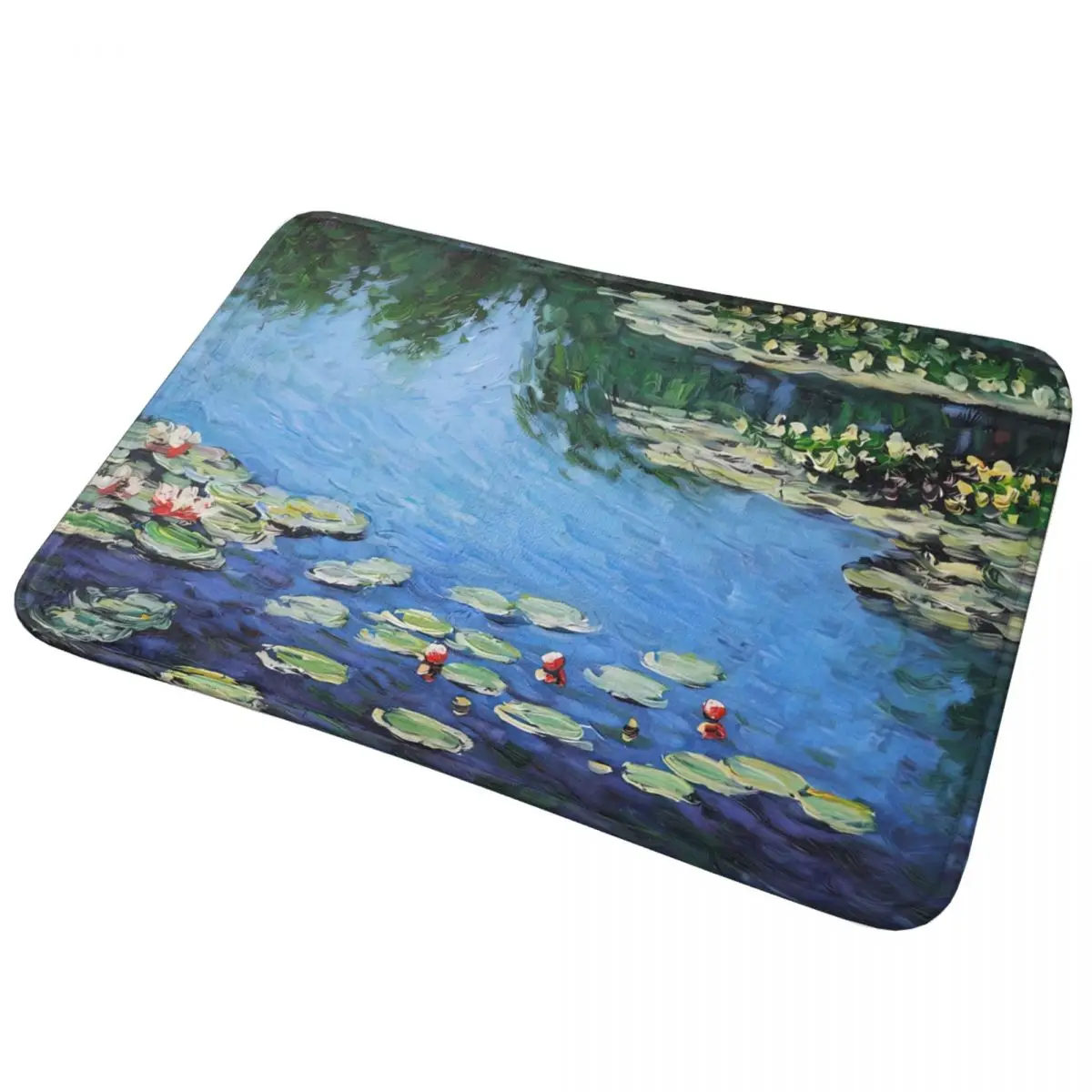 Water Lilies Bath Mat Monet ภาพวาดห้องน้ําพรมสําหรับอาบน้ํา Home Decor Anti-Slip Soft เท้า Anti Slip พิมพ์เสื่อห้องน้ํา