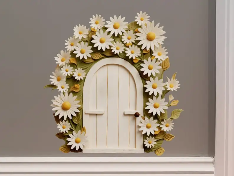 Adorable Daisy Garden House - Fairy Door 3D Wall Sticker