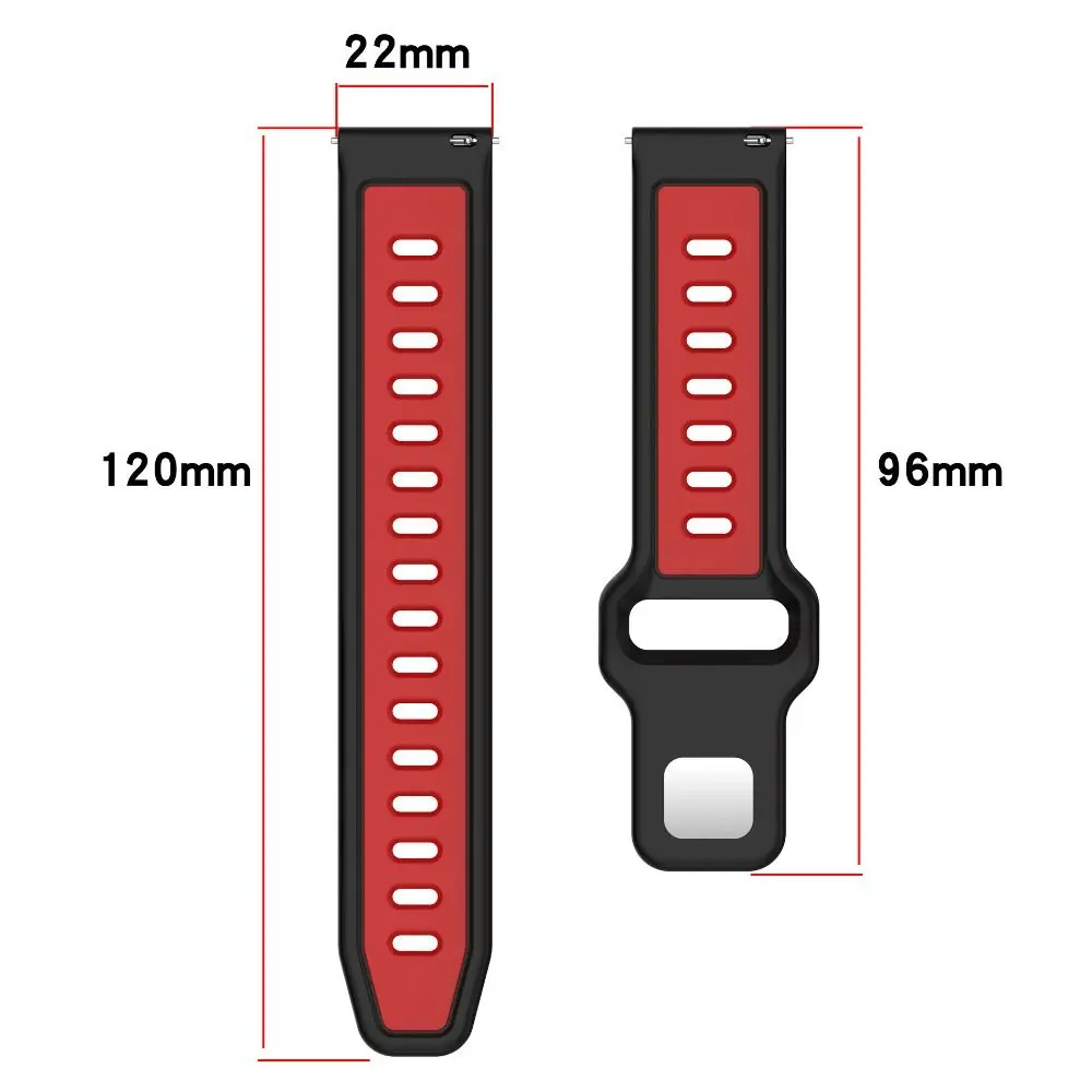 Silikon-Fitness-Tracker-Band, 22 mm, Ersatz-Schnellverschluss-Armband, zweifarbiges, atmungsaktives Uhrenarmband für Amazfit Helio