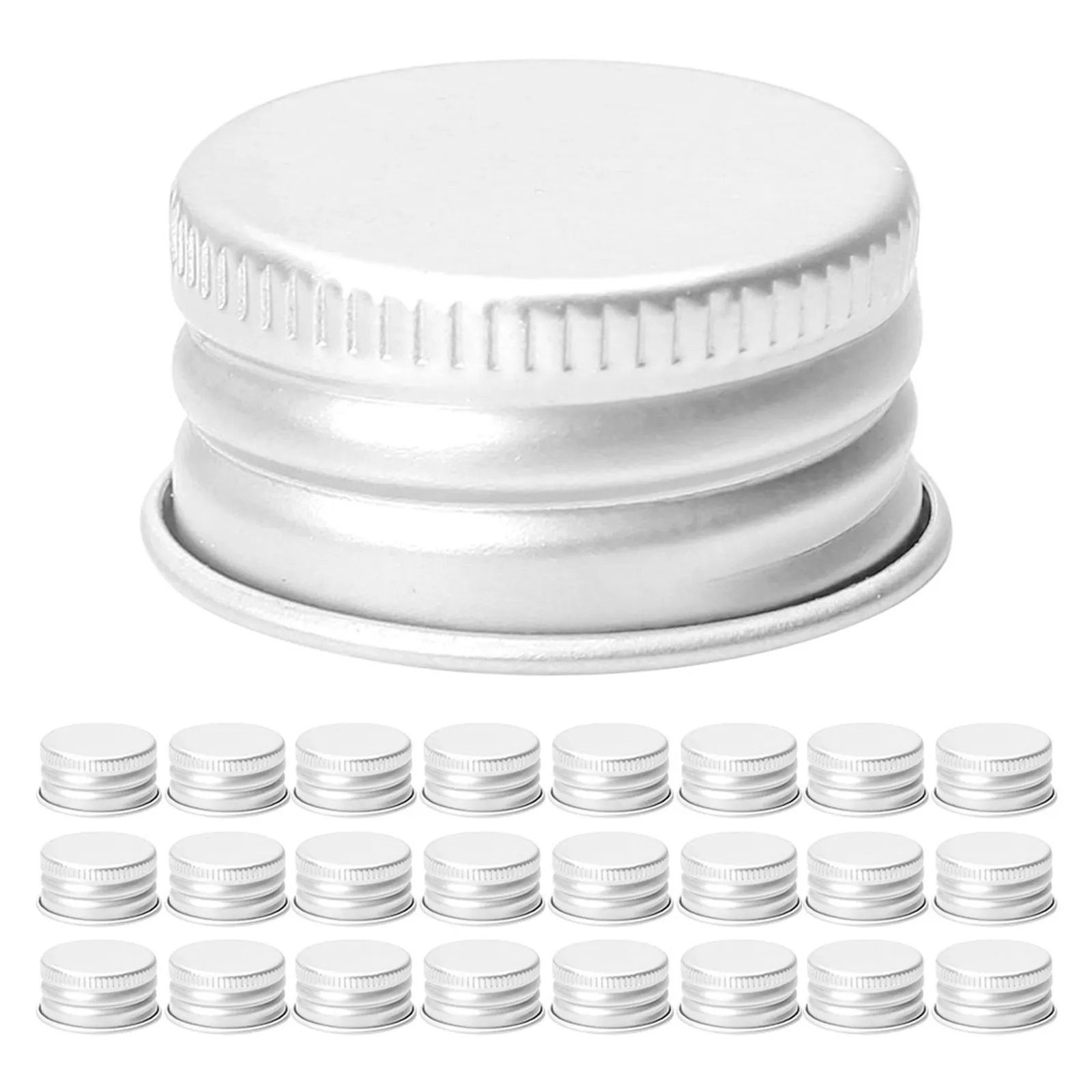 60 Pcs Aluminium Threaded Bottle Cap Screw Caps Cover Lids Silver Aluminum Screws