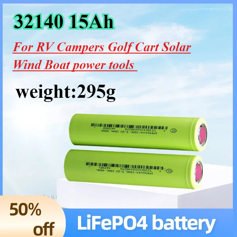 

3.2v 32140 15Ah LiFePO4 Lithium Iron Phosphate Battery for RV Campers Golf Cart Solar Wind Boat power tools