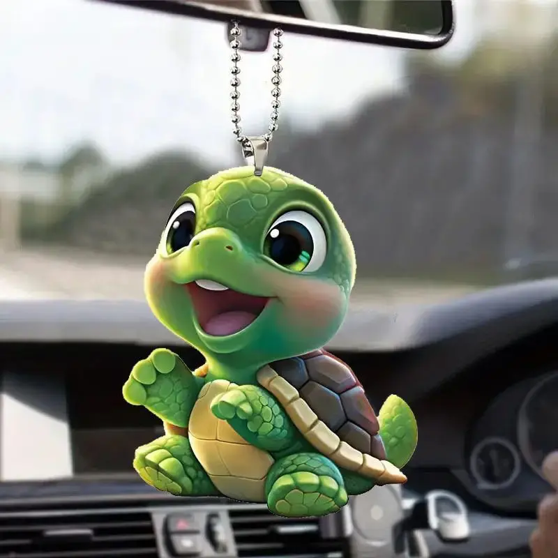 New Acrylic Plane To The Cute Small Turtle Pendant Creative Car Rear-view Mirror Decoration Pendant Car Interior Accessories