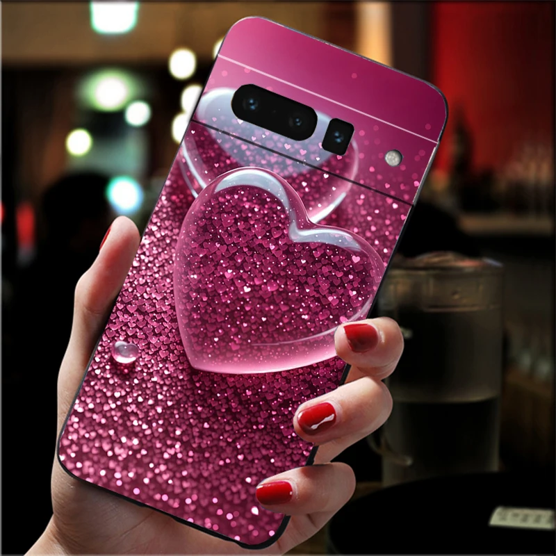 Casing Ponsel untuk Google Pixel 10 9 Pro XL 9A 8 7 6 Pro Pixel 8A 7A 6A Pixel 8 7 6 5 Casing Hati Merah Muda Cinta