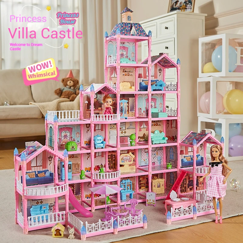 Mädchen Villa Schloss Modell Baustein Sets DIY Ziegel Spielzeug Puppenhaus Villa Kinder Pretend Spielen Spielzeug für Mädchen Geschenk