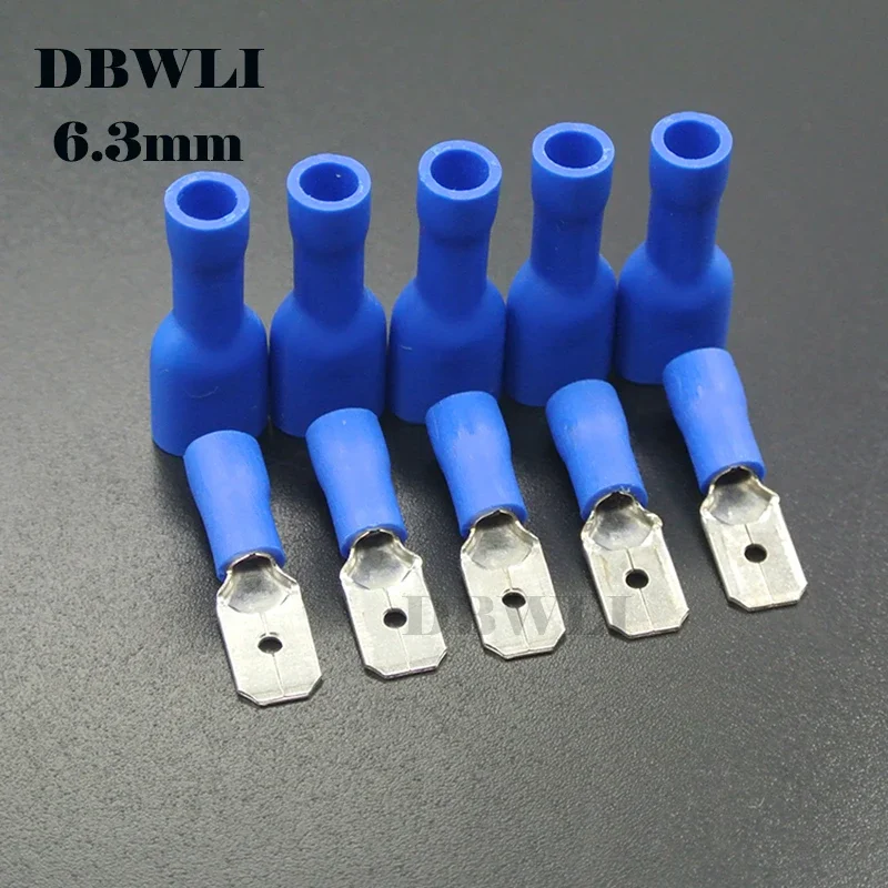 100pcs 50pairs 2.8mm 4.8mm  6.3mm Female Male Electrical Wiring Connector Insulated Crimp Terminal Spade FDFD2-250 MDD2-250