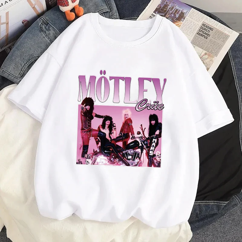 تي شيرت بحروف أبجدية من موتلي للرجال والنساء ، أكمام قصيرة ، ملابس شارع غير رسمية ، قمم روك ، ملابس قوطية ، كروي صلبة ، هاراجوكو ، صيف