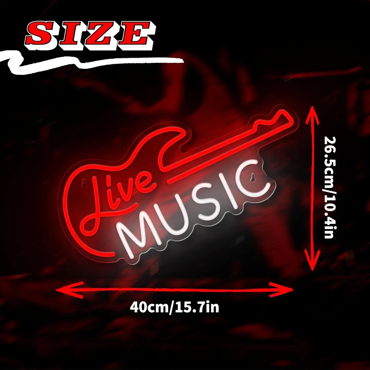 Live Music Guitar Shaped Neon Sign USB Dimmable LED Lights for Music Studio Bar Livehouse Home Rock Theme Wall Art Decor Gifts