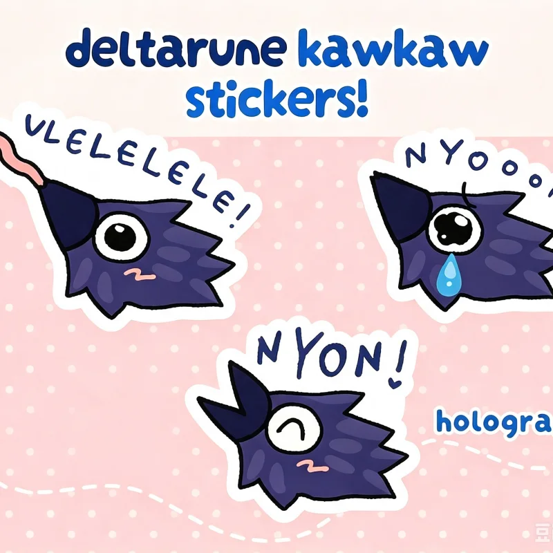 Deltarune Kawkaw Holographic Vinyl Sticker Waterproof Sparkle Cosplay Accessories Game Fan Gift For Laptop Water Bottle Phone
