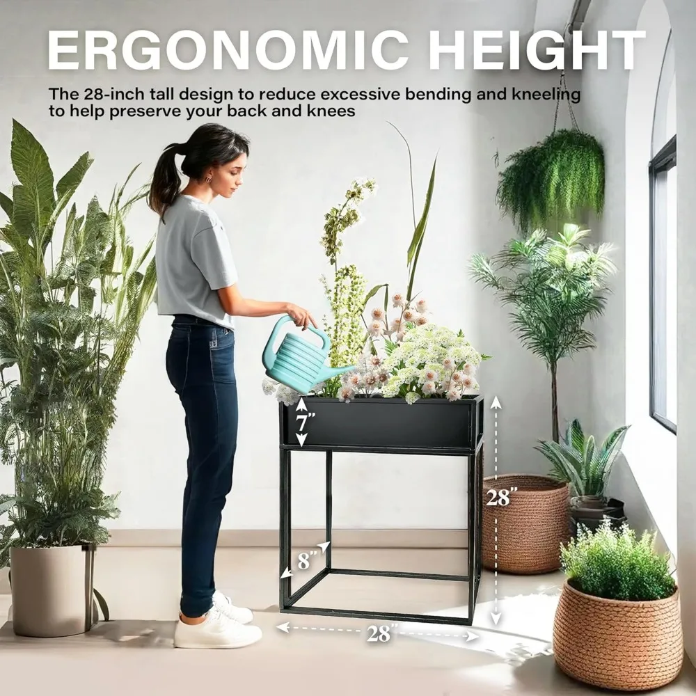 Прочная высокая прямоугольная приподнятая садовая кровать для уличных трав и цветов - приподнятый ящик для цветов для прочного садоводства