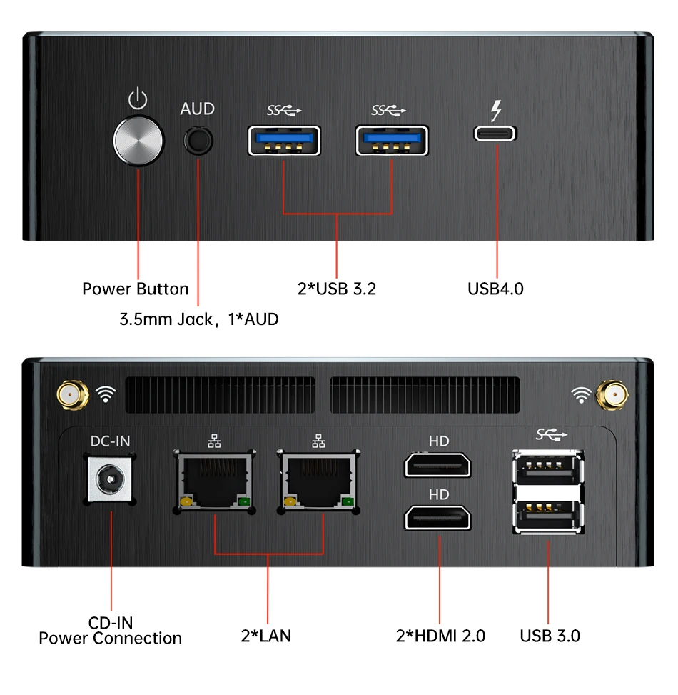 MSECORE MQ50 Mini PC AMD Ryzen 9 7940HS Radeon 780M DDR5 NVMe SSD WiFi6E BT5.3 Dual 2.5G LAN Triple 4K HDMI AI Gaming Office