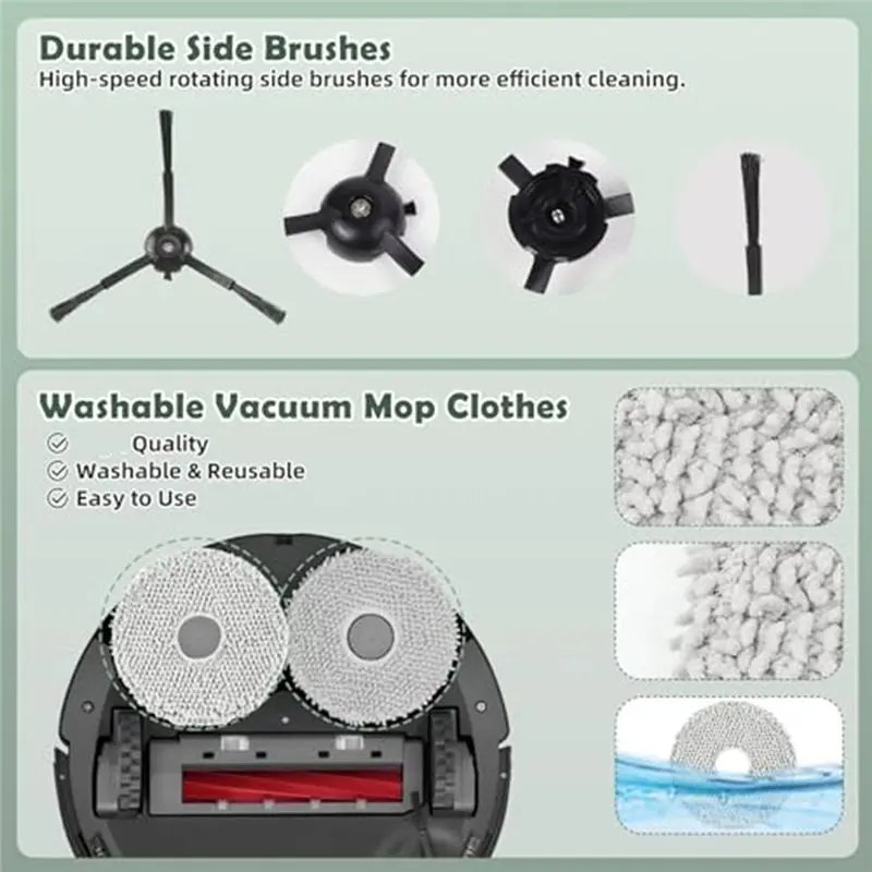Accessories Kit For Roborock Q Revo / Qrevo 2R3W / QX Revo / QRT78 Complete Replacement Parts Set For Maintenance & Care-A77G