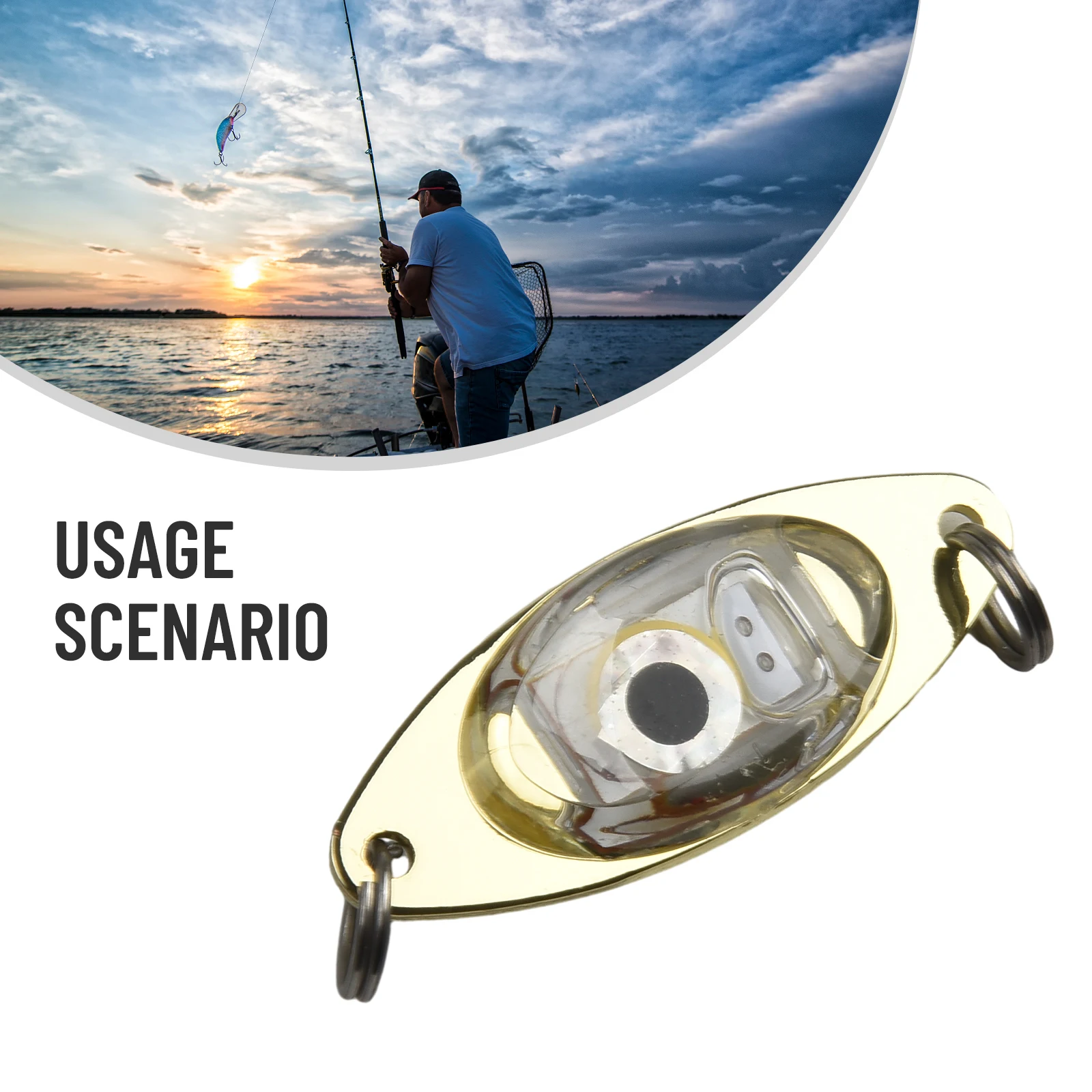 Eye-Shaped Luminous Fishing Lure Submersible LED Light With 5 Color Modes Acrylic Shell For Saltwater Freshwater Fish Attractor