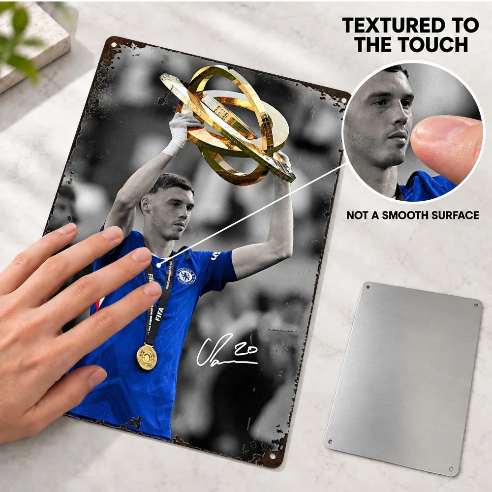Cole Palmer Football Player Trophy Textured Metal Poster Customized Aluminum Sign Sports Photography Wall Art For Home Office