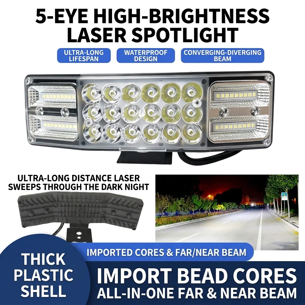 270 ° Luz de Trabajo LED de Ángulo Amplio, 12V-80V, Impermeable, de Alta Luminosidad, para Bicicleta Eléctrica, Tractor, Vehículo de Ingeniería, 2/1 Pieza