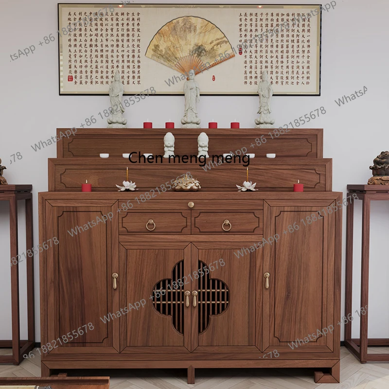 

Solid wood table incense case household shrine simple incense candle holder Buddha table Chinese black walnut