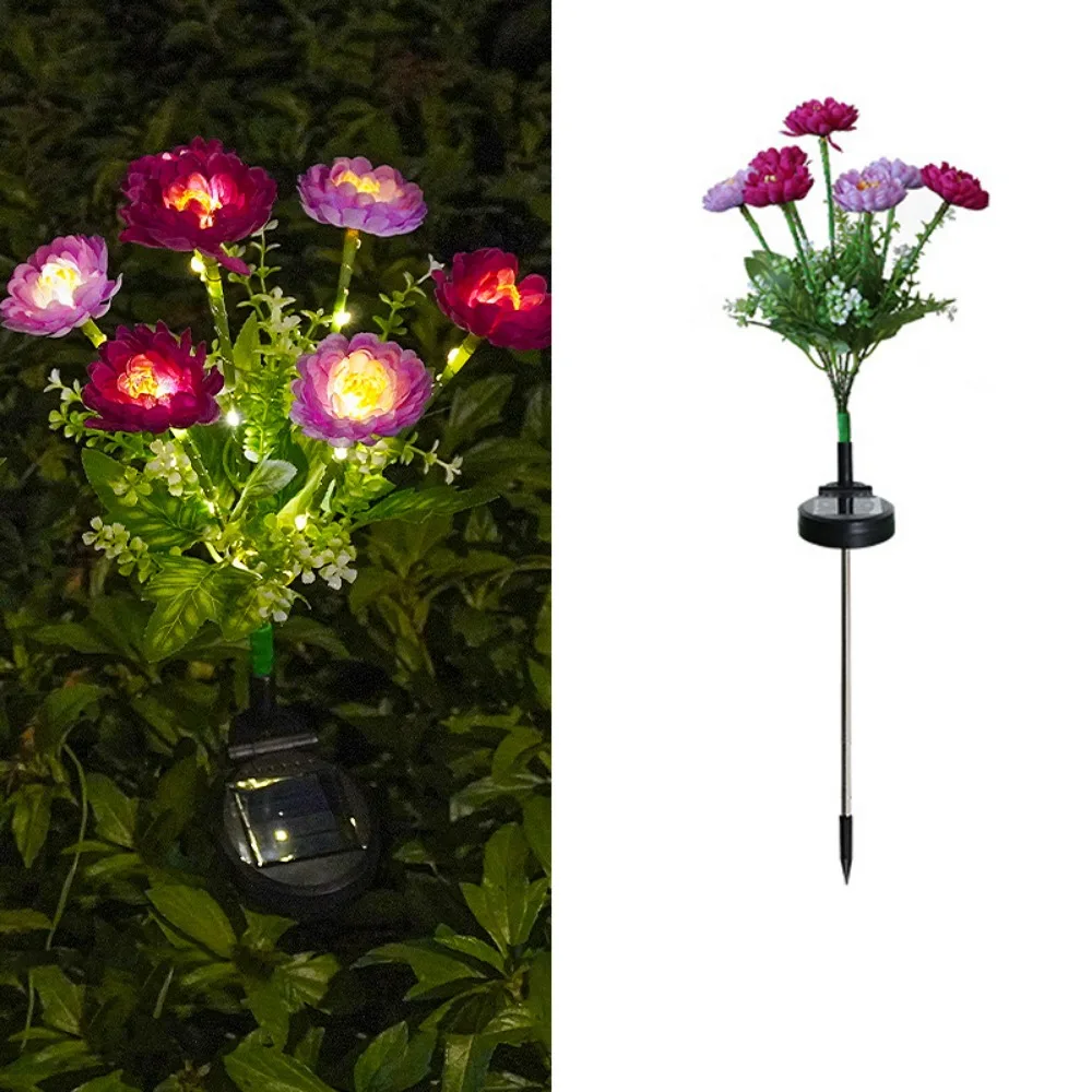 7 Heads LED Snow Lotus Lights Colorful Waterproof Solar Lotus Flower Lights Decorative Solar Powered Solar Lawn Lights