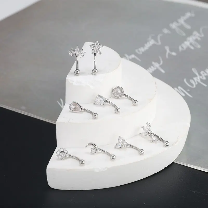 1 Stück/Set Edelstahl Schmetterling CZ Gebogener Barbell Augenbrauen-Piercing Schmuck Hypoallergener Tragus Lippenring für Tägliches Tragen Unisex Geschenk – Detail 7