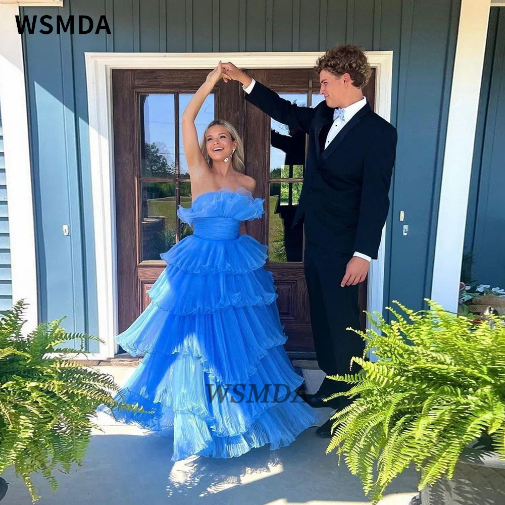 Robe de Rhà volants sans bretelles, longue robe de Rhen tulle à plusieurs niveaux, robe de soirée formelle, robe de princesse Sweet 16