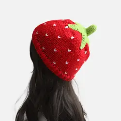 Strawberry Hat Crochet Versatile Adult Comfortable Red Fruit Cute Winter Hat