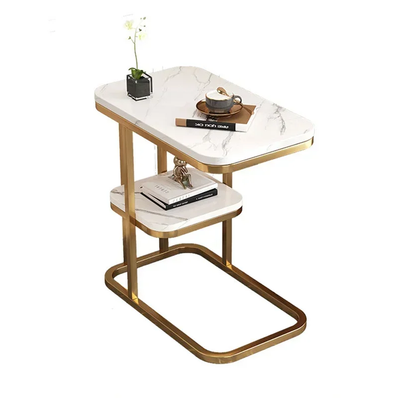 

Modern Mini Bedside Table-Light Luxury Square Corner Coffee Table for Living Room Small Storage Table for Balcony