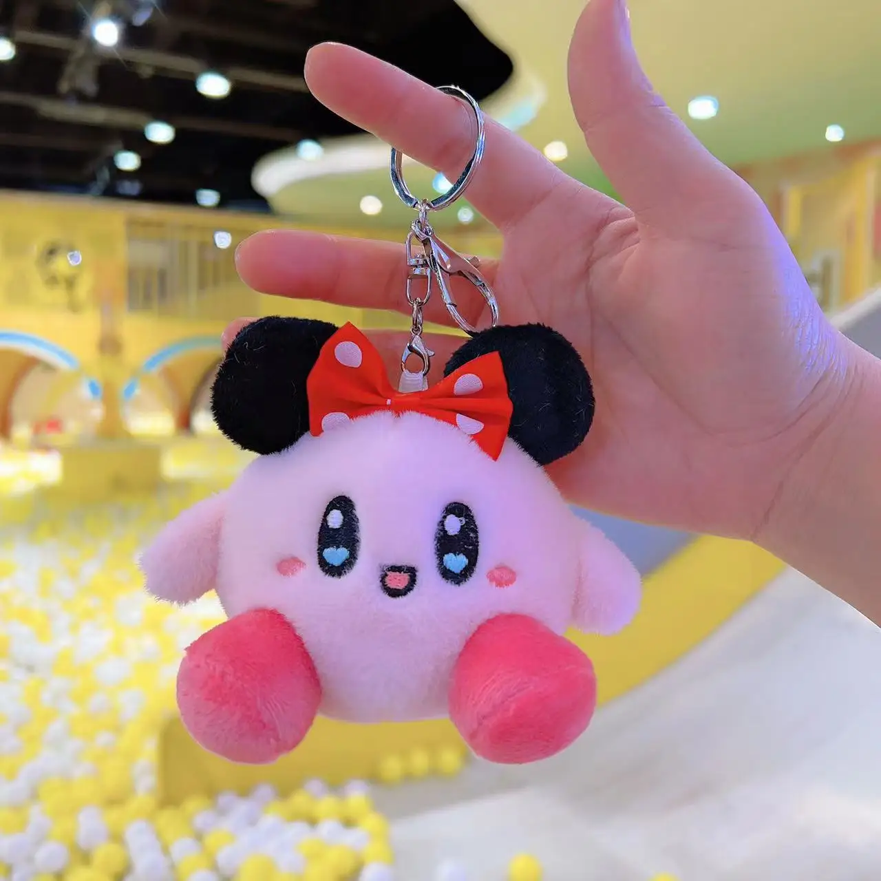 Colgante de coche de peluche de Anime Kirby rosa, llavero de mochila Kirby, estrella de dibujos animados, accesorios de modelado divertidos para niñas, regalo para niños, 10cm