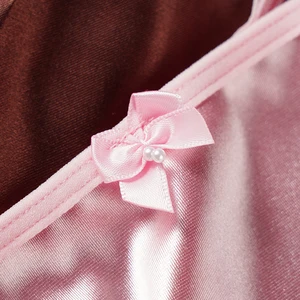 نسائي ساتان ثونغ مثير ملابس داخلية غير ملحومة القوس خصر منخفض واحد حبلا G سلسلة القطن الخالص المنشعب T-back M-2XL أفضل 8 سراويل مبيعا قطعة واحدة - رقم 6