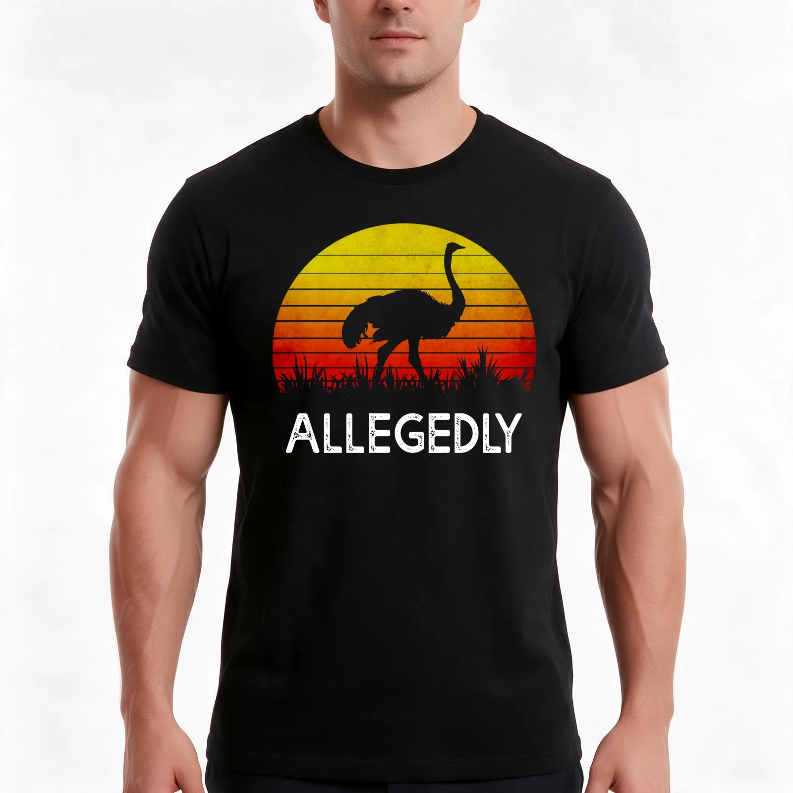 Allegedly Ostrich T-Shirt Summer Casual Cotton Tee Oversized Streetwear Tops Vintage Graphic Print Loose Fit Short Sleeve