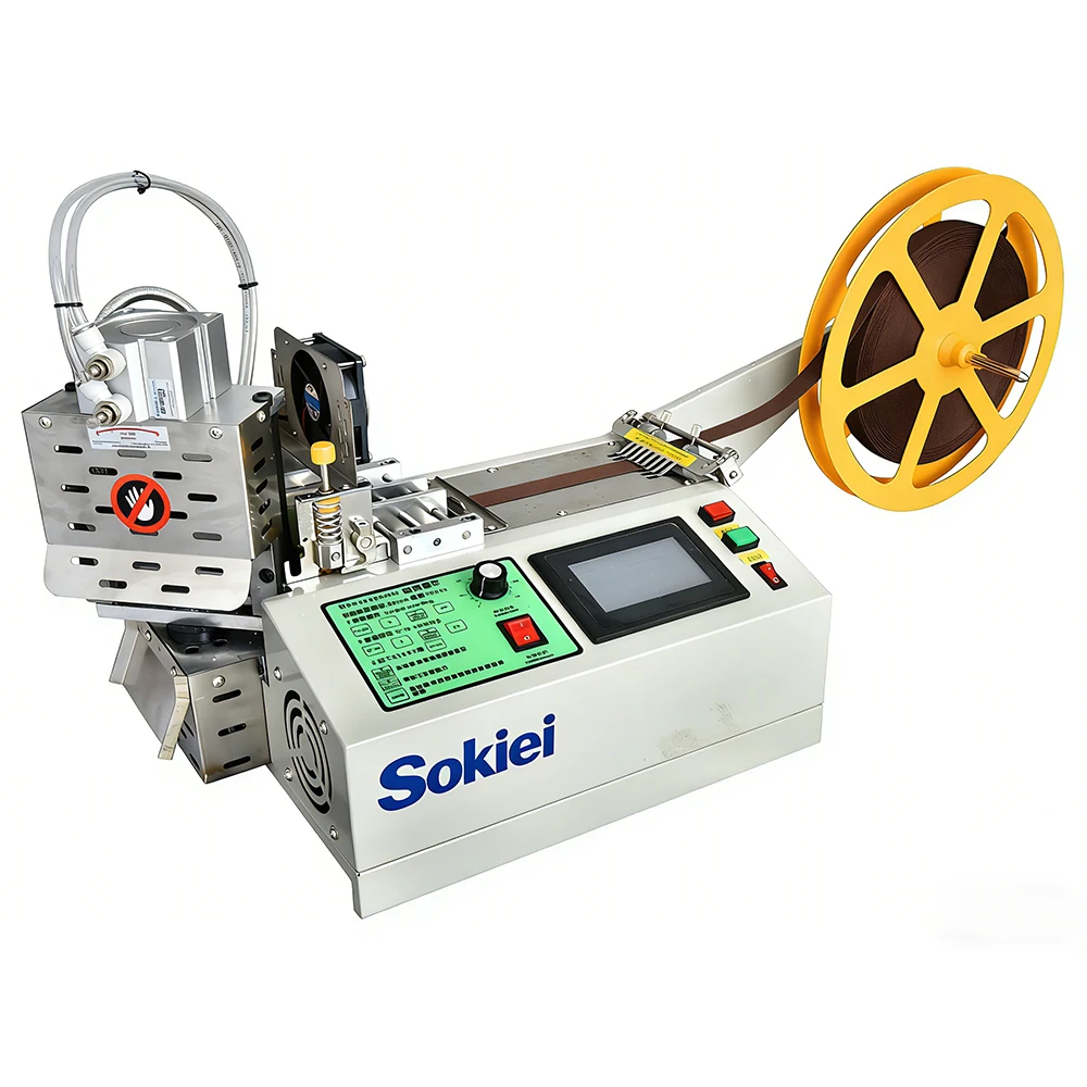 New Automatic Motor-Driven Bevel Angle Strap Webbing Belt Tape Cutting Machine For Manufacturing Plant