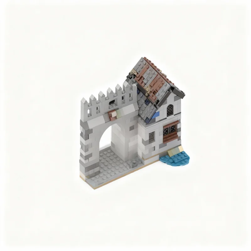 624PCS MOC Medieval Castle Seaside Port Model Custom Building Blocks DIY Creative Ideas Assembly Display Gift Decoration Home