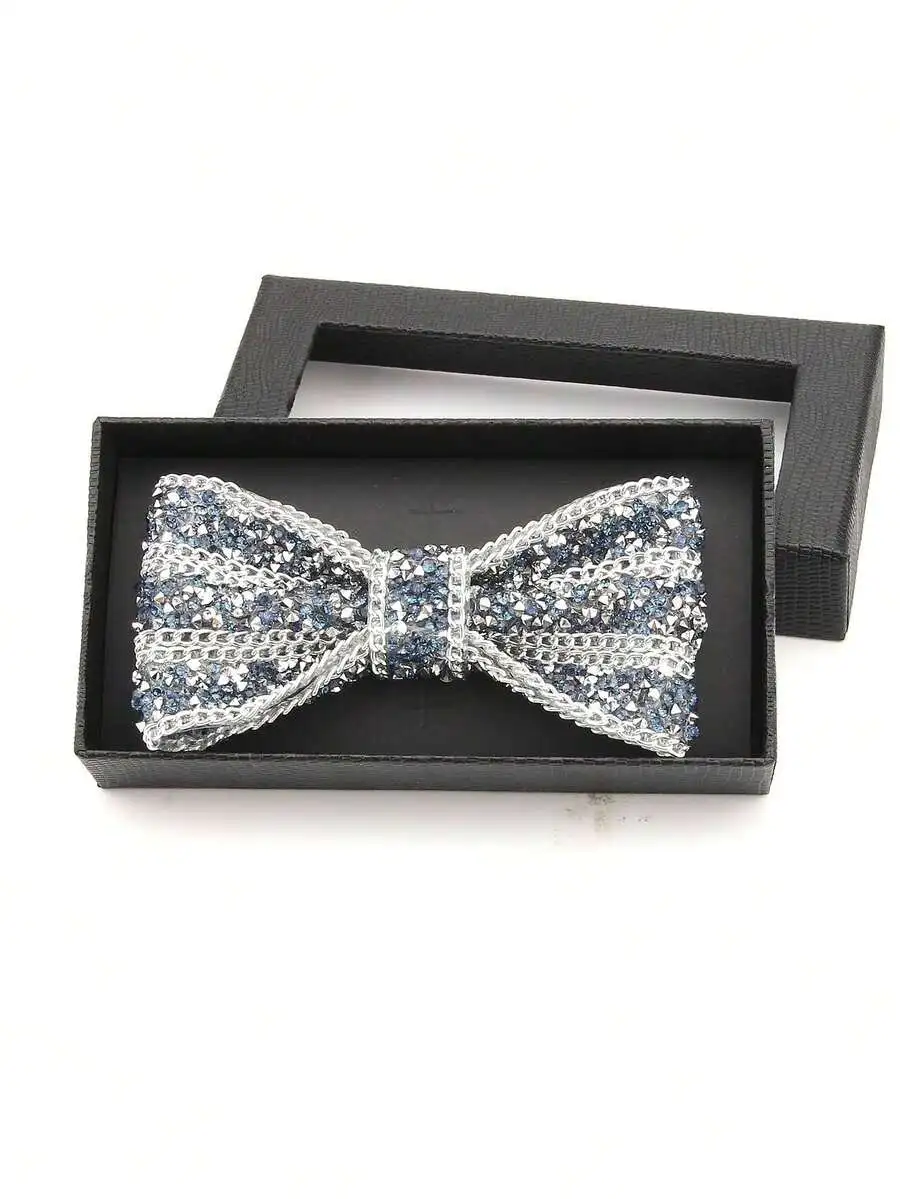 Corbata de cadena con diseño de escamas de reptil brillantes de ABS y cristales de imitación para hombre, accesorio para fiestas formales y bodas.