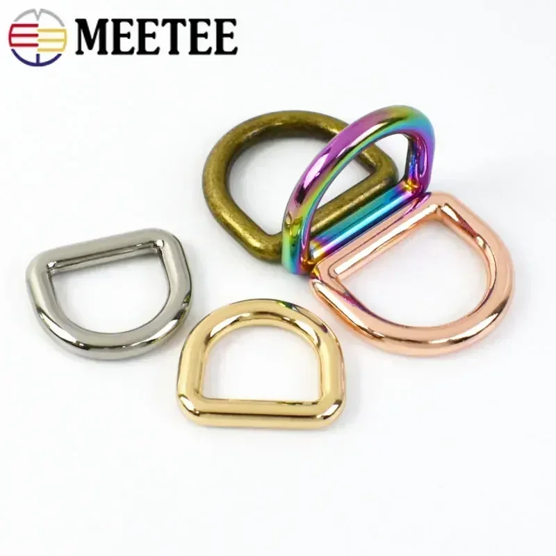 20Pcs Meetee 10-50mm Metal Rings Buckles for Bags Strap Belt Dog Collar Webbing Adjustment Clasp Accessories DIY Leather Craft