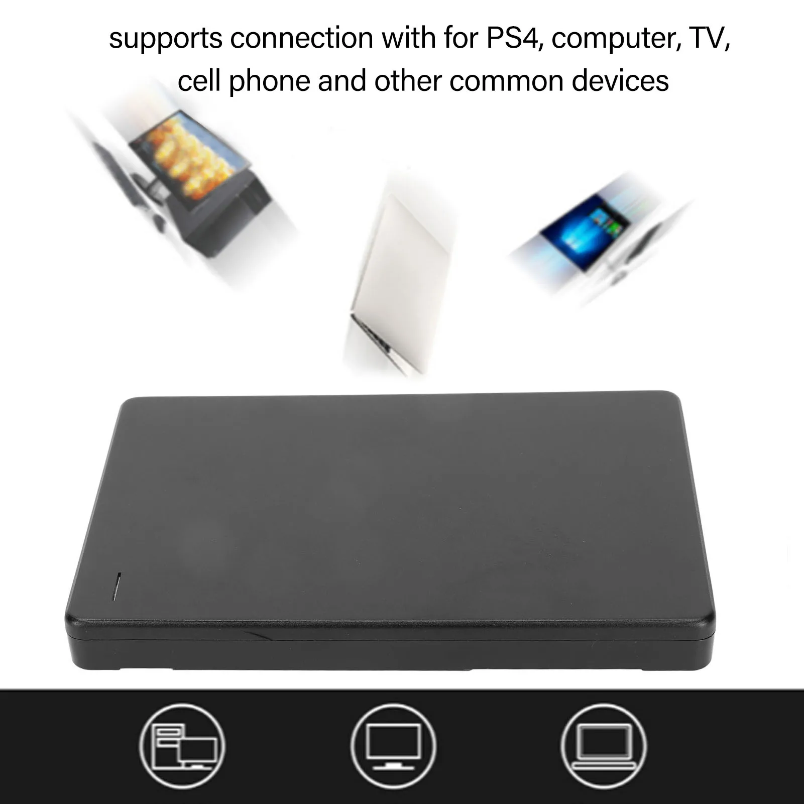 2.5in External Hard Drive Metal Panel Strong Compatibility 5Gbps High Speed External Hard Drive Ultra Slim for Cell Phone