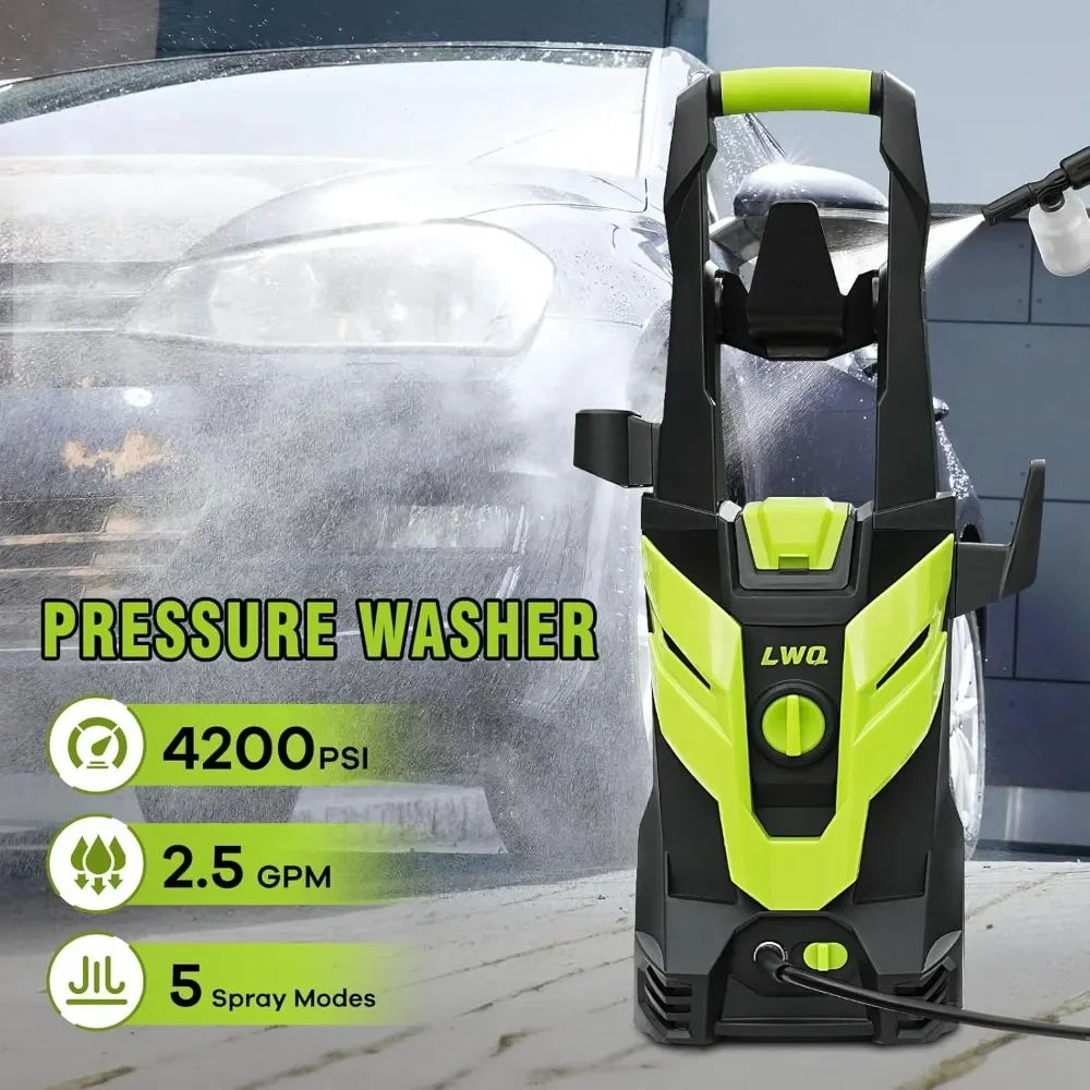 4200 PSI 2,5 GPM Power Washer met 4 Quick Connect Nozzles, met schuimkanon voor auto's/hekken/opritsen/patioten/thuisreiniging