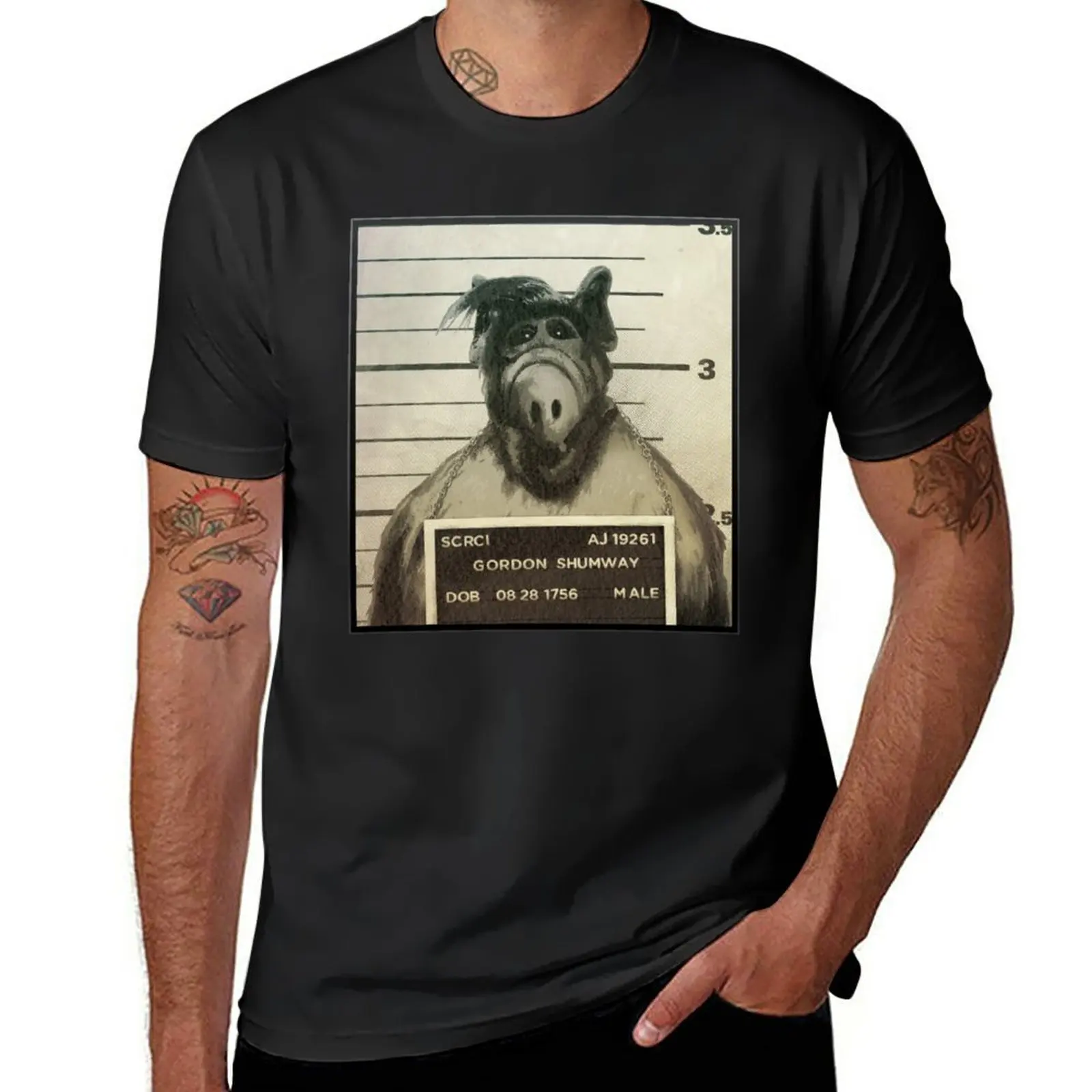 

Alf Mugshot T-Shirt Tee shirt black t shirt mens clothes