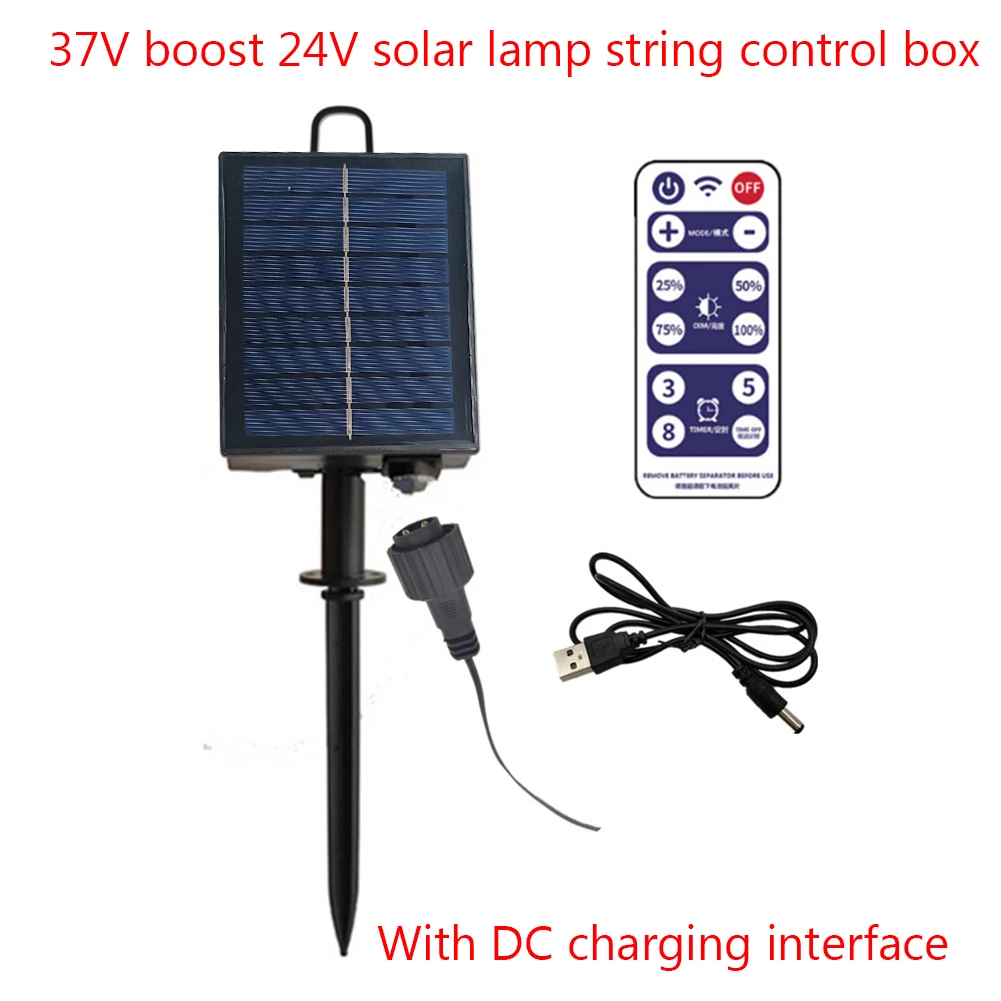 Caixa de Controle de Painel Solar de 1200mAh com Controle Remoto para Lâmpada LED de Cordã