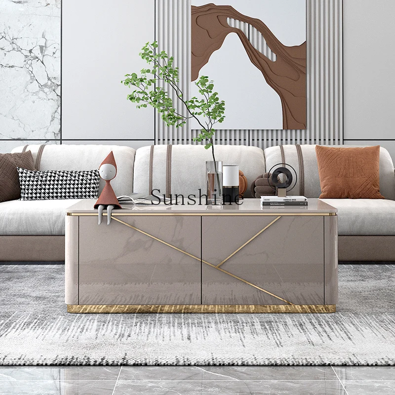 

Italian light luxury simple modern living room household square coffee table