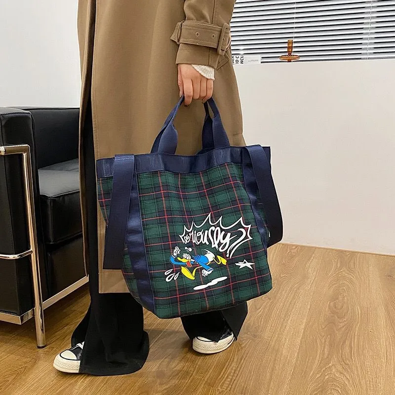 Modna kaczor Donald kreskówka Plaid o dużej pojemności duże torba z rączkami kobieta dorywczo moda Crossbody torby wszystkie mecze dziewczyny nowy