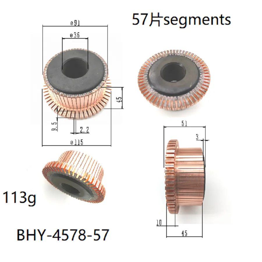 

57 Segment Size 91x36x45(51)mm Electric Motor Commutator suitable for Traction Motor