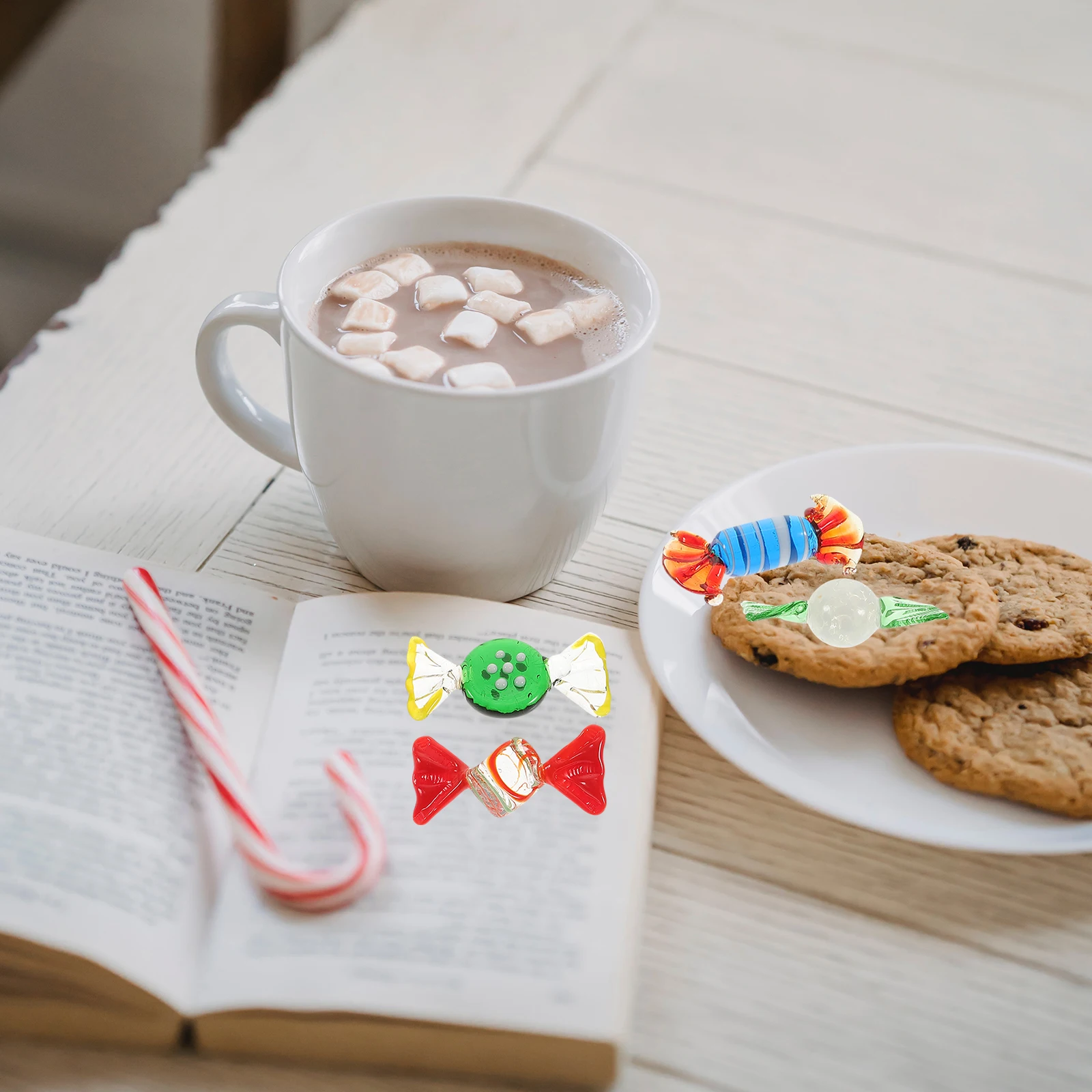 

12Pcs Handmade Glass Candy Ornaments Colorful Candy Props Home Wedding Party Decorations Wedding Decor Party Supplies