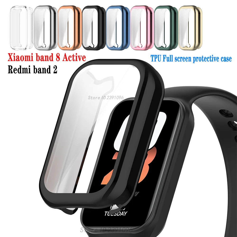 Schutzhülle für Xiaomi Mi Band 8 Active TPU Soft Case Vollbildschirm-Schutzhülle Bumper Shell für Redmi Band 2 Smart Watch чехол