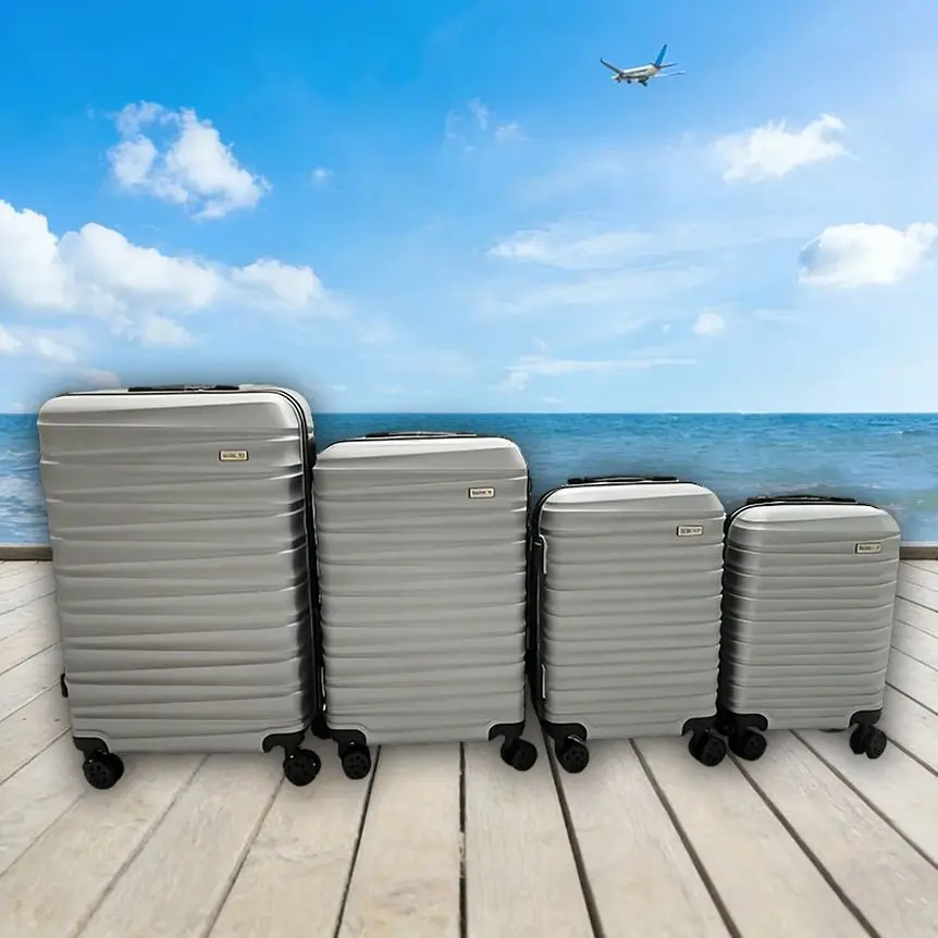 

Наборы багажа из 4 предметов, дорожный чемодан, легкий жесткий чемодан для ручной клади, косметичка, алюминиевая телескопическая тележка, 20-дюймовые чемоданы